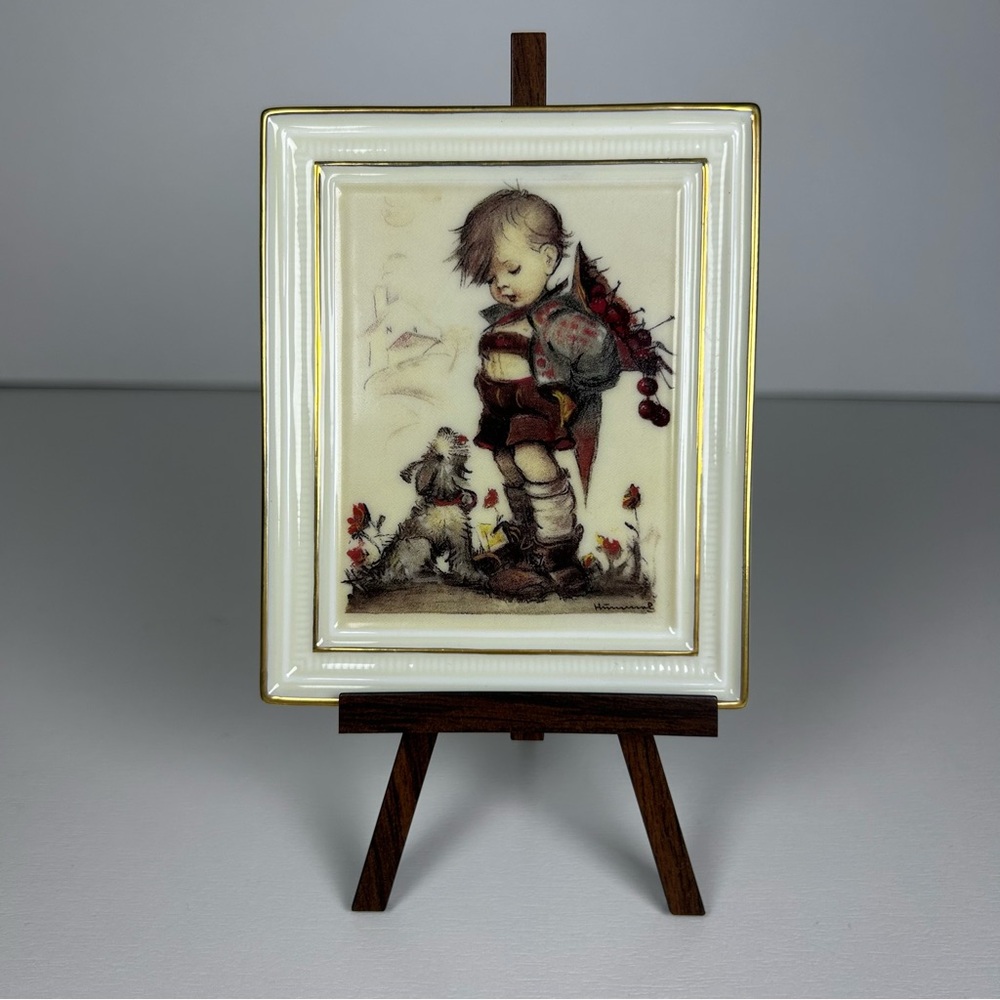 M.J. Hummel "Not For You" Miniature Porcelain Art Work on Easel Size 4X3 RARE